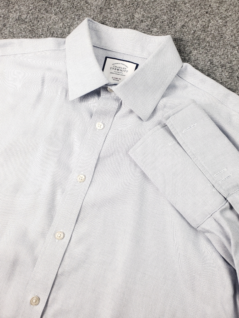 Charles Tyrwhitt Dress Shirt 17.5 34 French Cuff Non Iron Classic Micro Check